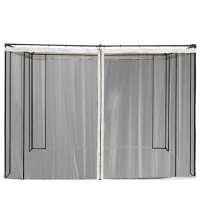 Outsunny 4 Painéis Laterais 302x207 cm para Tenda de Jardim Mosquiteira com Zíperes e Anéis Preto(m-1)