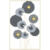 HOMCOM Decoración de Pared de Metal de Hojas de Loto 3D Adorno Colgante para Salón Dormitorio Oficina 50x80cm Multicolor(m-1)