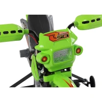 HOMCOM Moto Electrica Infantil Bateria 6V Recargable Niños 3 Años Cargador y Ruedas Apoyo Color Verde(m-8)