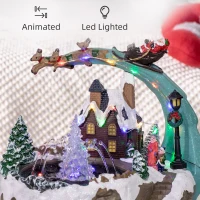 HOMCOM Fountain Christmas Village, Santa and Deer Animated Winter Wonderland Set with Multicoloured LED Light, Plug-In Christmas Decoration(m-7)