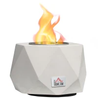 HOMCOM Tabletop Fire Pit, Indoor Fireplace 15cm Table Top Fire Pit Bowl, Alcohol Fueled Concrete Firepit, Angular Mini Fire Bowl Balcony Decor for Soul Relaxing, Tabletop Portable Fire Bowls, Grey(m-1)