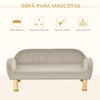 PawHut Sofá para Mascotas Tapizado en Terciopelo Suave Sofá Cama para Perros Gatos Medianos Pequeños Acolchado Grueso con Patas de Madera 70x40x28 cm Beige(m-6)