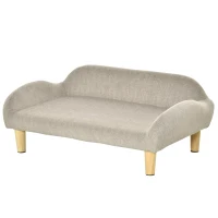PawHut Sofá para Mascotas Tapizado en Terciopelo Suave Sofá Cama para Perros Gatos Medianos Pequeños Acolchado Grueso con Patas de Madera 70x40x28 cm Beige(m-11)