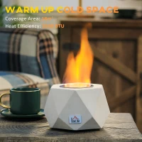 HOMCOM Tabletop Fire Pit, Indoor Fireplace 15cm Table Top Fire Pit Bowl, Alcohol Fueled Concrete Firepit, Angular Mini Fire Bowl Balcony Decor for Soul Relaxing, Tabletop Portable Fire Bowls, Grey(m-7)