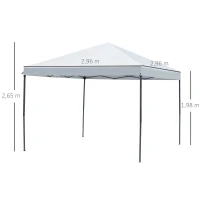 Outsunny Tenda dobrável para jardim 3x3m Redes mosquiteiras Removível com zíper 4 orificios de drenagem tecido oxford 420D Branco(m-3)