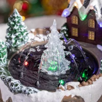 HOMCOM Fountain Christmas Village, Santa and Deer Animated Winter Wonderland Set with Multicoloured LED Light, Plug-In Christmas Decoration(m-8)