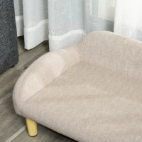 PawHut Sofá para Mascotas Tapizado en Terciopelo Suave Sofá Cama para Perros Gatos Medianos Pequeños Acolchado Grueso con Patas de Madera 70x40x28 cm Beige(m-8)