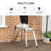 DURHAND Plataforma de Trabajo Profesional de Aluminio Banco Plegable Carga 150 kg 128x41x60 cm Plata(m-6)