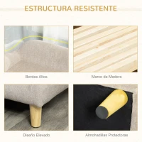 PawHut Sofá para Mascotas Tapizado en Terciopelo Suave Sofá Cama para Perros Gatos Medianos Pequeños Acolchado Grueso con Patas de Madera 70x40x28 cm Beige(m-4)