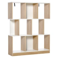 HOMCOM Bücherregal Standregal Büroregal Aktenregal für Büro Wohnzimmer Arbeitszimmer Spanplatte Natur+Weiß 100 x 27 x 124 cm(m-11)