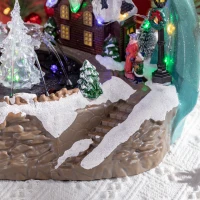 HOMCOM Fountain Christmas Village, Santa and Deer Animated Winter Wonderland Set with Multicoloured LED Light, Plug-In Christmas Decoration(m-9)