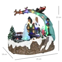 HOMCOM Fountain Christmas Village, Santa and Deer Animated Winter Wonderland Set with Multicoloured LED Light, Plug-In Christmas Decoration(m-3)