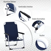 Krzesło kempingowe składane ogrodowe z podłokietnikami aluminiowe Outsunny(m-6)