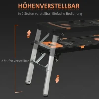 DURHAND 7 In 1 DESIGN Werkbank höhenverstellbarem Werktisch Werkbank, große wendbarer Arbeitsplatte mit Winkelmarkierung Haushalt & DIY-Arbeitsplatz für Garage, Werkstatt Schwarz 137 x 58 x 78 cm(m-6)