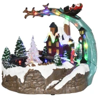 HOMCOM Fountain Christmas Village, Santa and Deer Animated Winter Wonderland Set with Multicoloured LED Light, Plug-In Christmas Decoration(m-1)