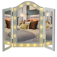 HOMCOM 16 LED‘s make-upspiegel opmaakspiegel staande vrijstaande spiegel 180°inklapbaar batterij(m-11)