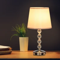 HOMCOM lampka nocna kryształowa lampa stołowa z przełącznikiem dotykowym funkcja ładowania E27(m-10)