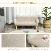 PawHut Sofá para Mascotas Tapizado en Terciopelo Suave Sofá Cama para Perros Gatos Medianos Pequeños Acolchado Grueso con Patas de Madera 70x40x28 cm Beige(m-5)