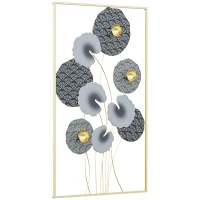 HOMCOM Decoración de Pared de Metal de Hojas de Loto 3D Adorno Colgante para Salón Dormitorio Oficina 50x80cm Multicolor(m-11)