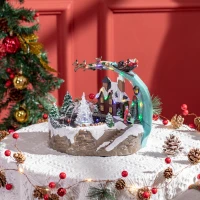 HOMCOM Fountain Christmas Village, Santa and Deer Animated Winter Wonderland Set with Multicoloured LED Light, Plug-In Christmas Decoration(m-2)