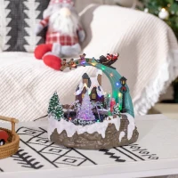 HOMCOM Fountain Christmas Village, Santa and Deer Animated Winter Wonderland Set with Multicoloured LED Light, Plug-In Christmas Decoration(m-10)