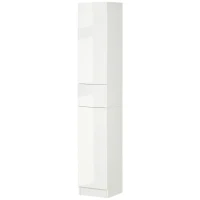 kleankin Tall Bathroom Cabinet with Adjustable Shelves, High Gloss Storage Cupboard, Freestanding Tallboy with Storage Drawer, White(m-11)
