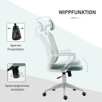 Vinsetto Bürostuhl mit Wippfunktion höhenverstellbarer Computerstuhl ergonomischer Drehstuhl mit Armlehne Kopfstütze Samtoptik 63 x 64 x 118-128 cm Türkis(m-4)