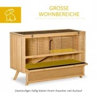 PawHut kleindierhok voor 2 dwergkonijnen sparrenhout 120 x 50 x 82 cm(m-7)