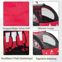 HOMCOM 2-in- kinderkar fietsaanhanger jogger fietskar 360° draaibaar rood-zwart(m-4)