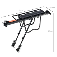 HOMCOM Fietsendrager, fietstas, snelspanner, bagagetas, aluminium, zwart, 49 x 12 x 14 cm(m-3)