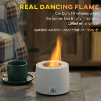 HOMCOM Tabletop Fire Pit, Indoor Fire Pit 12.5cm Table Top Fire Pit Bowl, Alcohol Fueled Concrete Firepit, Cylindrical Mini Fire Pit Balcony Decor for Soul Relaxing, Tabletop Portable Fire Bowls, Grey(m-5)