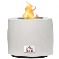 HOMCOM Tabletop Fire Pit, Indoor Fire Pit 12.5cm Table Top Fire Pit Bowl, Alcohol Fueled Concrete Firepit, Cylindrical Mini Fire Pit Balcony Decor for Soul Relaxing, Tabletop Portable Fire Bowls, Grey(m-11)