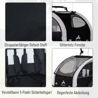 HOMCOM 2-in-1 fietskar voor kinderen fietsaanhanger jogger fietskar 360° draaibaar wit-zwart(m-4)