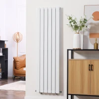 HOMCOM 460 x 1600 mm Double Panel Vertical Designer Radiator, Water-filled Heater for Home, Space Heater, Quick Warm up, Living room, Study, Apartments, White(m-10)