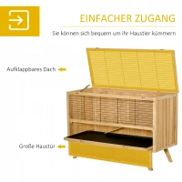 PawHut kleindierhok voor 2 dwergkonijnen sparrenhout 120 x 50 x 82 cm(m-4)