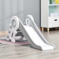 HOMCOM babyglijbaan kinderglijbaan indoor glijbaan opvouwbare speelgoedglijbaan cartoon astronaut vorm voor 1-3 jaar kinderen veilig verlengd driehoekige structuur PE grijs 133x52x58 cm(m-2)