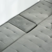 HOMCOM 2-1 Design Schlafsofa Klappsofa 3-Sitzer Stoffsofa Chaiselongue Bettsofa Sofagarnitur Verstellbarer Winkel Hellgrau 183 x 87 x 75 cm(m-9)