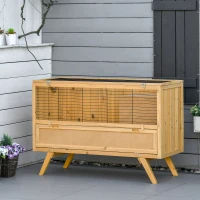 PawHut kleindierhok voor 2 dwergkonijnen sparrenhout 120 x 50 x 82 cm(m-10)