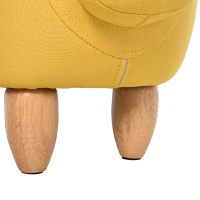 HOMCOM Tierhocker, Dekohocker mit Stauraum, Polsterhocker, Sitzhocker, Truhenbank, Fußbank, Fußhocker, Sitzbank mit Tier-Design, für Wohnzimmer, Schweinchen Fußbank, Gelb, 62 x 35 x 36 cm(m-8)