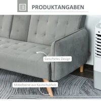 HOMCOM 2-1 Design Schlafsofa Klappsofa 3-Sitzer Stoffsofa Chaiselongue Bettsofa Sofagarnitur Verstellbarer Winkel Hellgrau 183 x 87 x 75 cm(m-8)