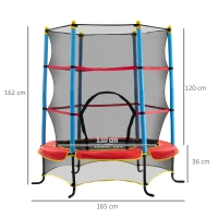 HOMCOM Trambulina interior si exterior pentru copii 3-6 ani, cadru  din otel si covor in PP si poliester cu design fara arcuri, Φ165x162 cm(m-3)