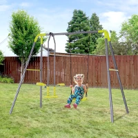 HOMCOM Kinderschommel dubbele schommel tuinschommel schommelset met metalen frame wip(m-10)