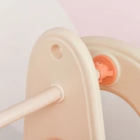 HOMCOM Spielgerüst mit Rutsche, Schaukel und Basketballkorb Rosa+Beige(m-8)