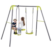 HOMCOM Kinderschommel dubbele schommel tuinschommel schommelset met metalen frame wip(m-1)
