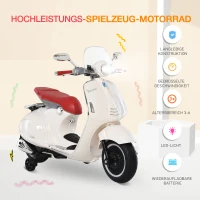 HOMCOM elektrisch voertuig kindermotor fiets met MP3-muziek verlichting 3-6 jaar wit(m-9)