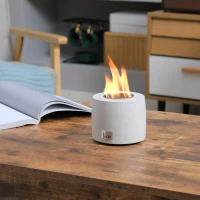 HOMCOM Tabletop Fire Pit, Indoor Fire Pit 12.5cm Table Top Fire Pit Bowl, Alcohol Fueled Concrete Firepit, Cylindrical Mini Fire Pit Balcony Decor for Soul Relaxing, Tabletop Portable Fire Bowls, Grey(m-9)