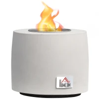 HOMCOM Tabletop Fire Pit, Indoor Fire Pit 12.5cm Table Top Fire Pit Bowl, Alcohol Fueled Concrete Firepit, Cylindrical Mini Fire Pit Balcony Decor for Soul Relaxing, Tabletop Portable Fire Bowls, Grey(m-1)