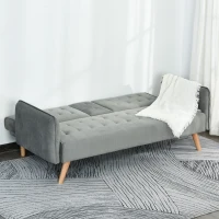 HOMCOM 2-1 Design Schlafsofa Klappsofa 3-Sitzer Stoffsofa Chaiselongue Bettsofa Sofagarnitur Verstellbarer Winkel Hellgrau 183 x 87 x 75 cm(m-10)