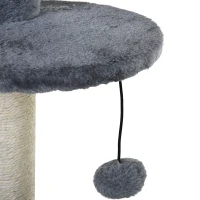 PawHut Stlapi de zgariat cu Pat Suport de catarat si 2 blaturi Alb si Gri 61x41x147cm(m-10)