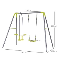 HOMCOM Kinderschommel dubbele schommel tuinschommel schommelset met metalen frame wip(m-3)